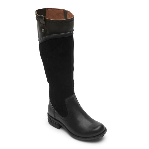 COBB HILL | WOMEN'S BRUNSWICK WATERPROOF TALL BOOT-BLACK LTHR/SUEDE WP