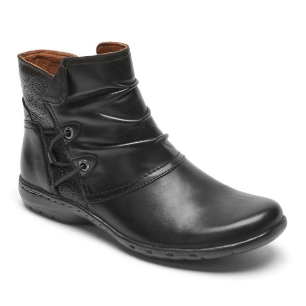 COBB HILL | WOMEN'S PENFIELD RUCHED BOOT-BLACK LEATHER