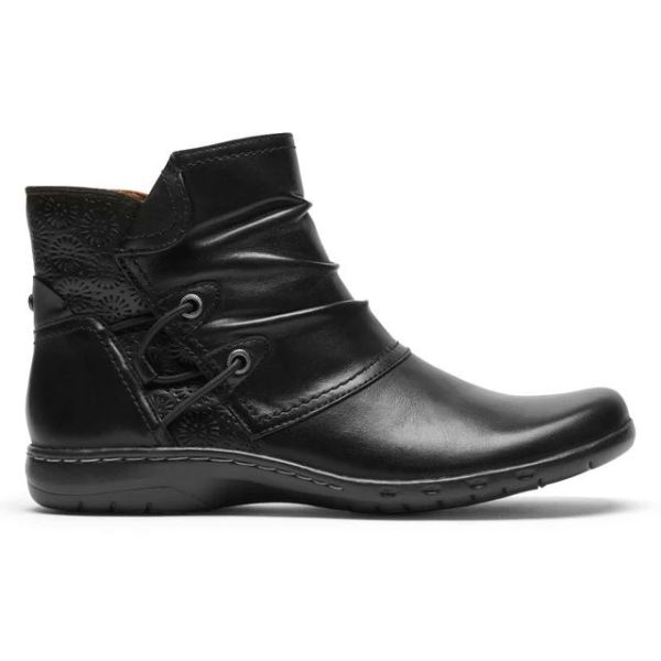 COBB HILL | WOMEN'S PENFIELD RUCHED BOOT-BLACK LEATHER