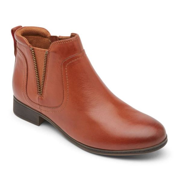 COBB HILL | WOMEN'S CROSBIE GORE BOOTIE-TOFFEE TAN LTHR