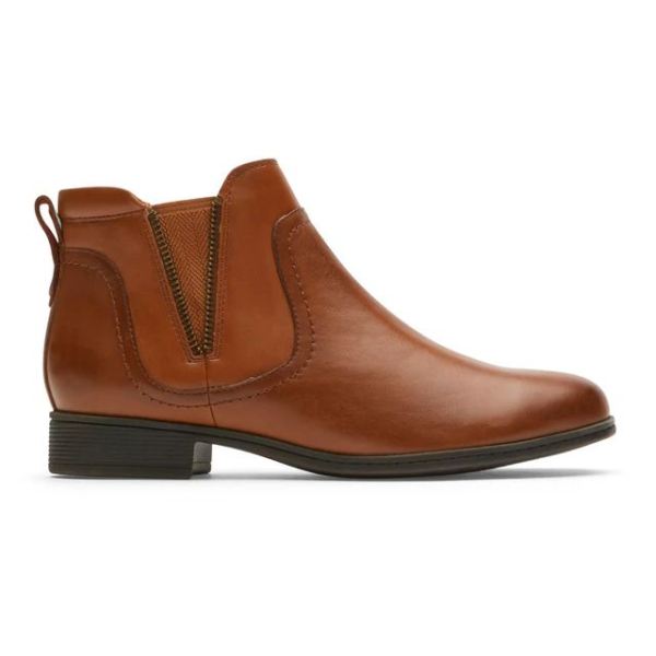 COBB HILL | WOMEN'S CROSBIE GORE BOOTIE-TOFFEE TAN LTHR